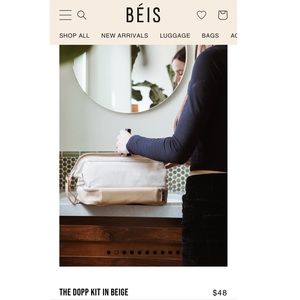 BÉIS The Dopp Kit in Beige Travel Cosmetic Bag